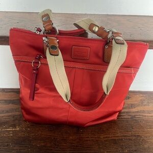 Coach Orange satin shoulder bag purse M0748 - 11745